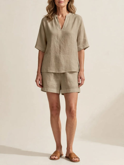 Melanie | Comfortabele zomerset met blouse en short