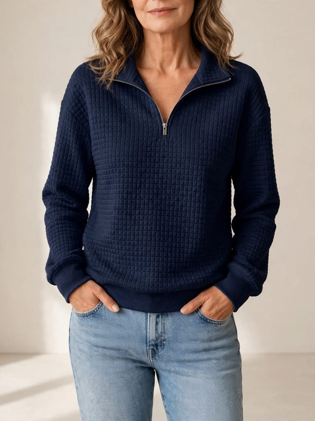 Minke | Gequilte top met halve rits