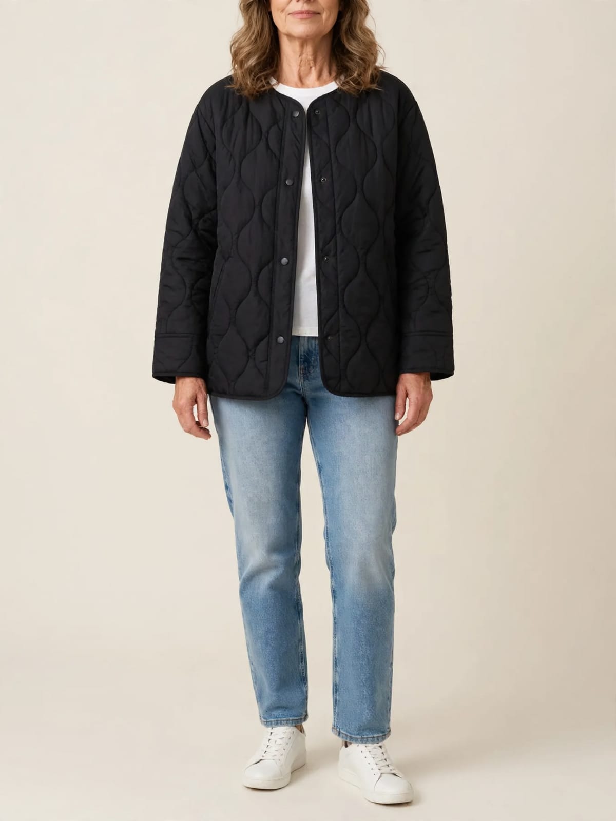 Selma – gewatteerd casual jasje – Zwart – hele lengte