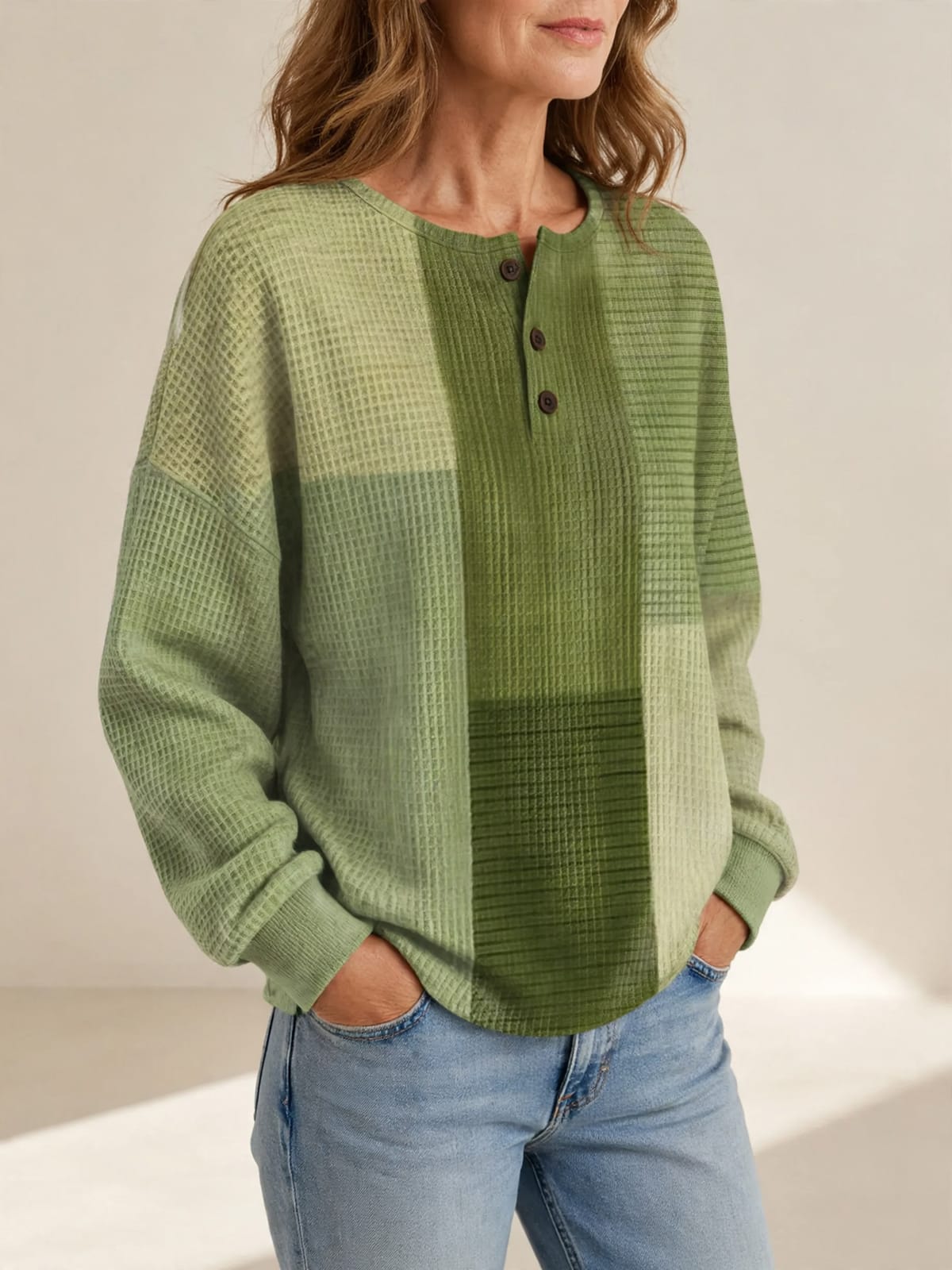 Shelby – henley sweatshirt – Driekwart