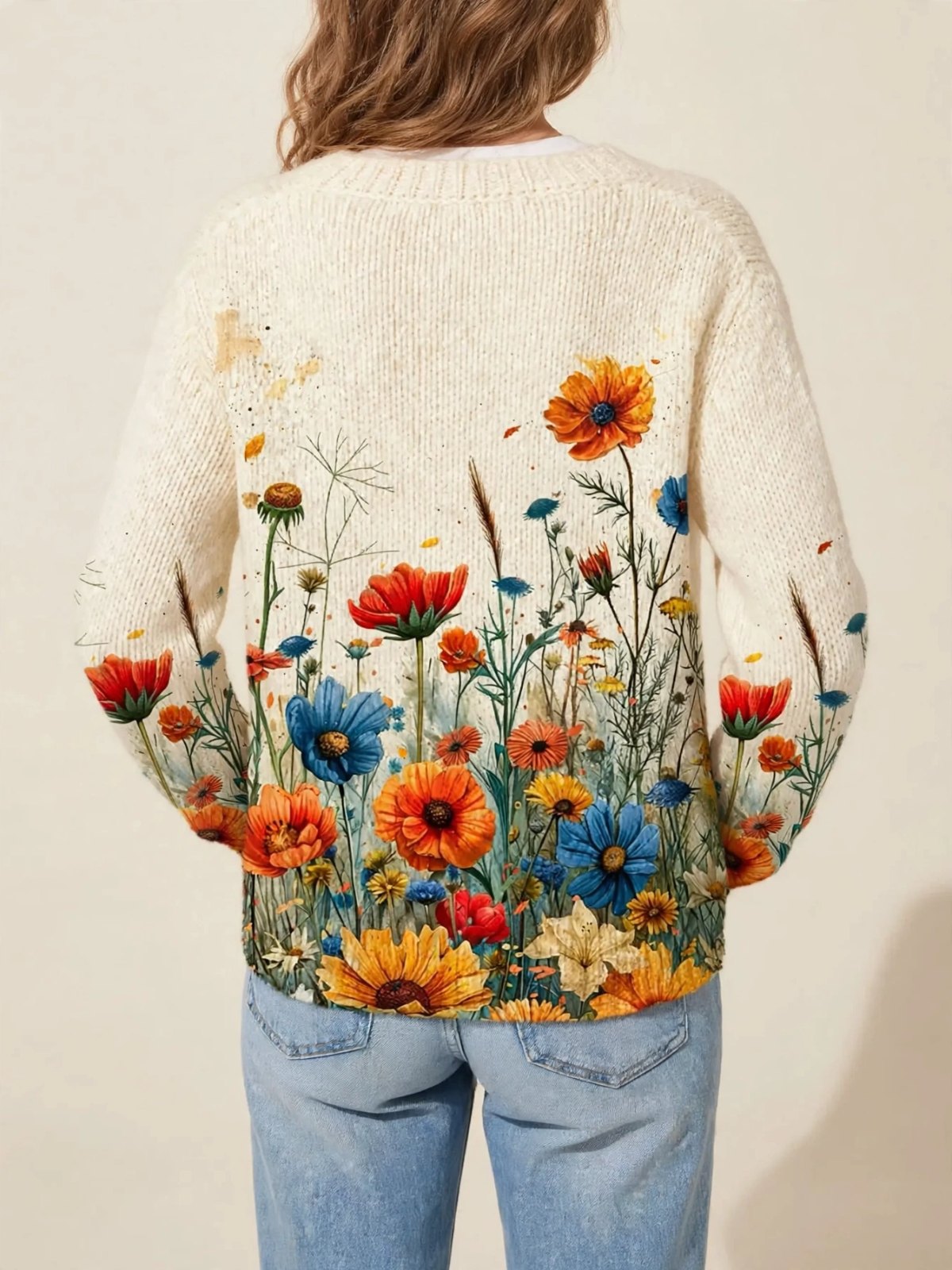 Tansy – vintage bloemenprint vest – Achterkant