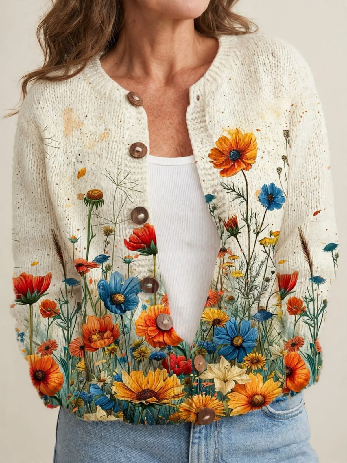 Tansy – vintage bloemenprint vest – Detail