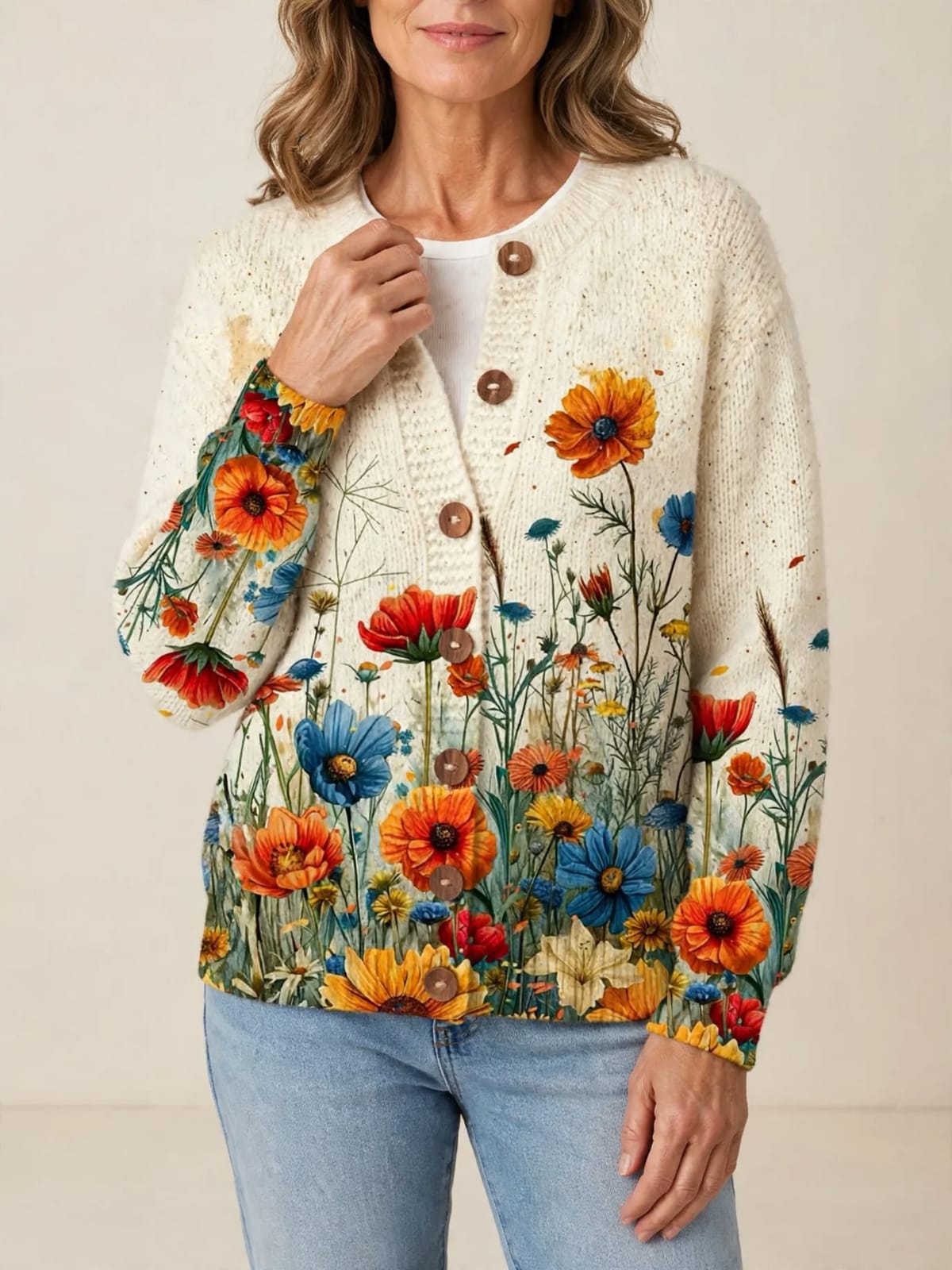 Tansy – vintage bloemenprint vest – Gesloten