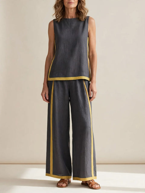 Ursula | Chic-casual set met gilet en broek in twee kleuren