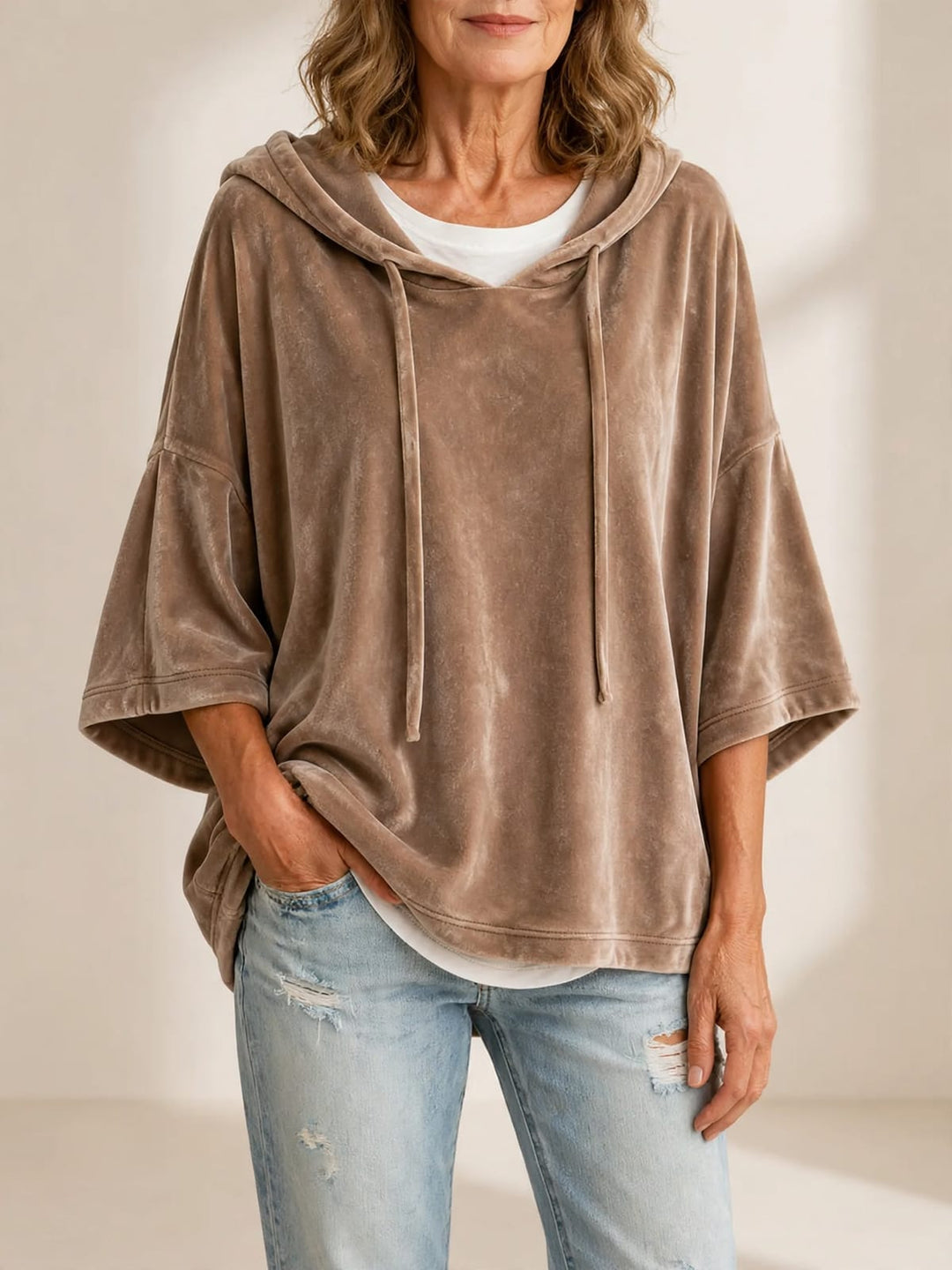 Wies | Luxe oversized fluwelen hoodie