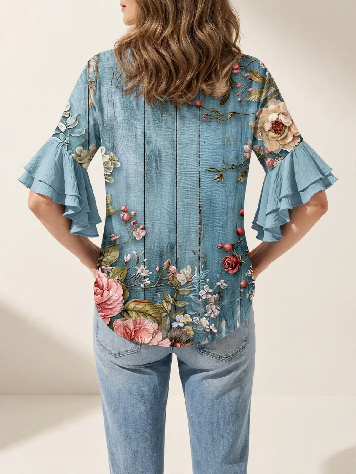 Yvonne – blouse met bloemenprint – Achterkant
