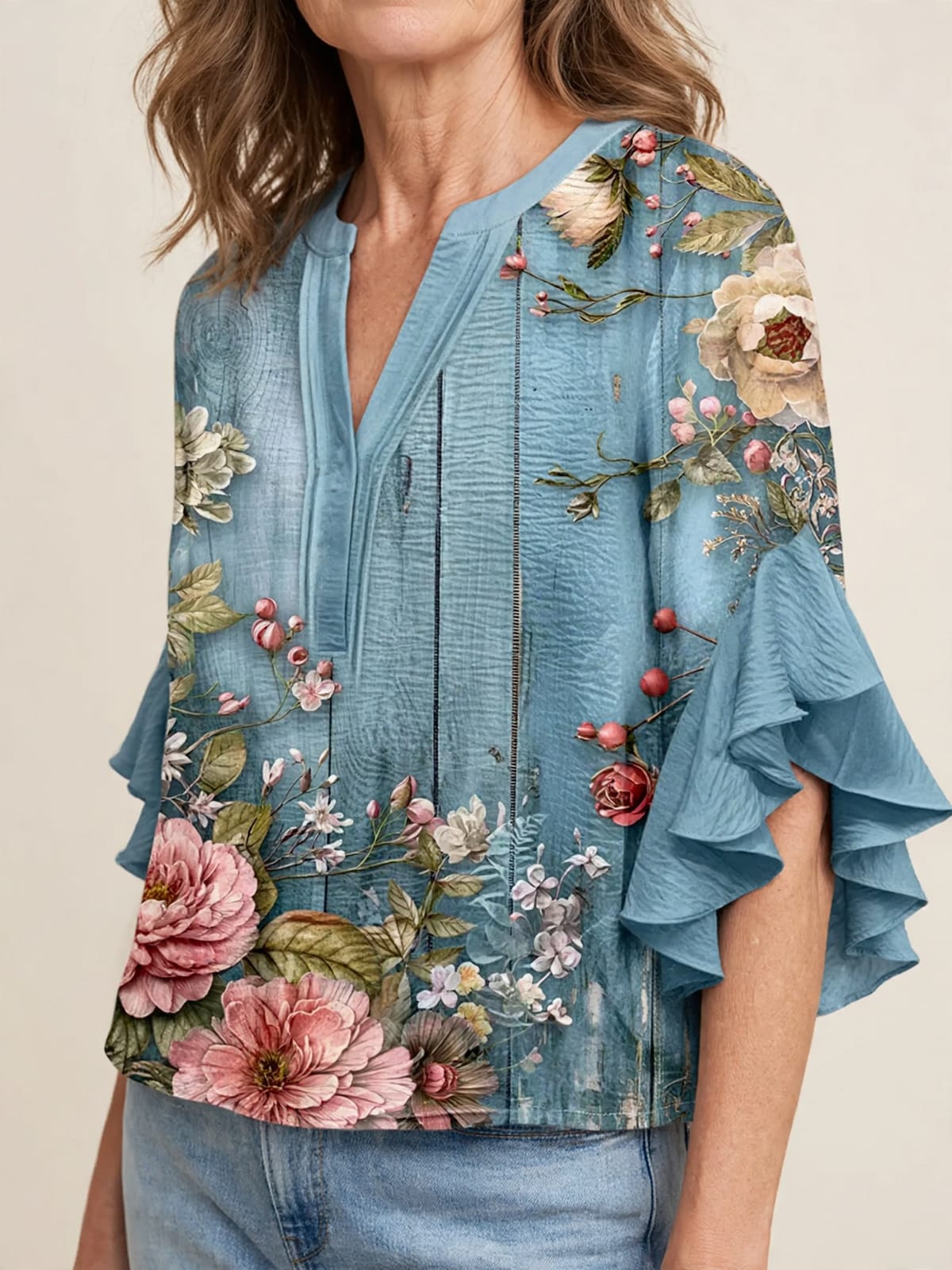 Yvonne – blouse met bloemenprint – Detail